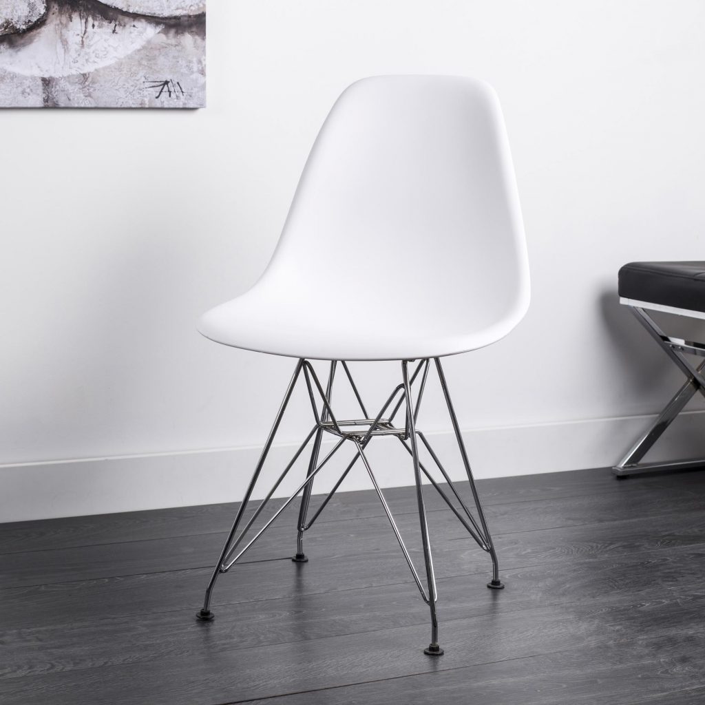 EIFFEL CAIRO WHITE CHAIR WITH METAL BASE