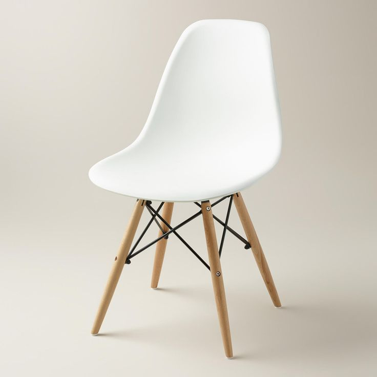 Eiffel Cairo White Chair with Wood Base